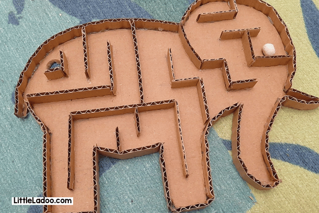 Cardboard elephant maze