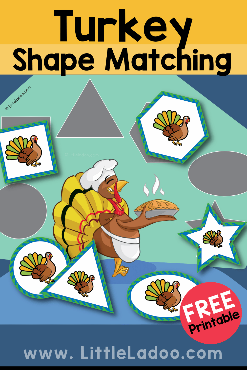 turkey shape matching - free thanksgiving printable for toddlers