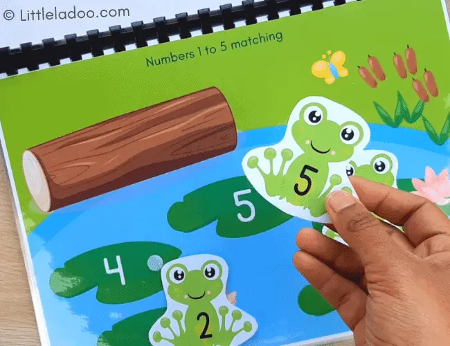frog number matching 1 to 5, frog printable puppets