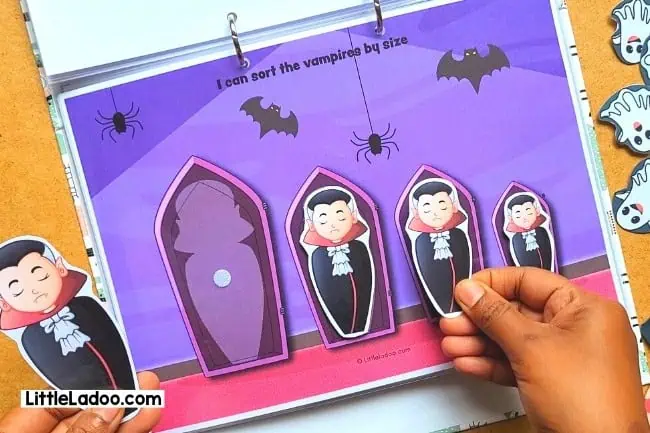 Vampire Size sorting activity from Halloween Activity book
