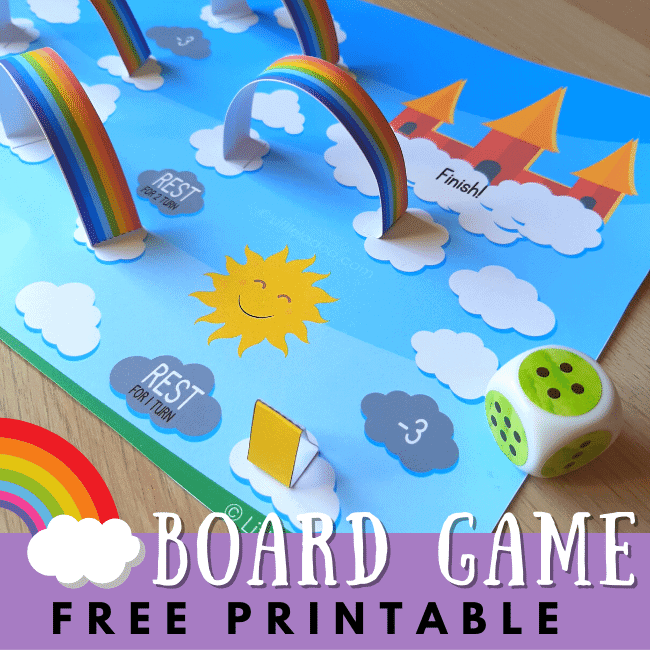 Printable board game with rainbows