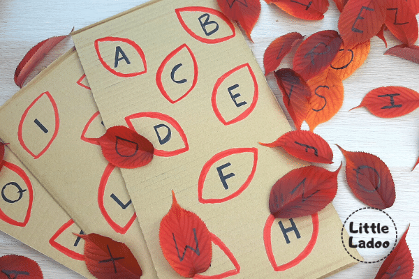 Fall leaf alphabet matching game