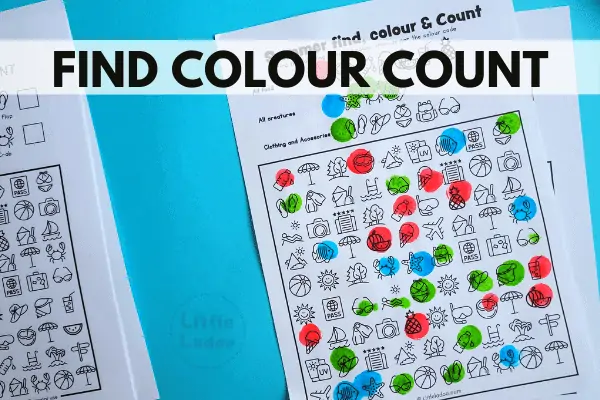 find and colour with summer icons