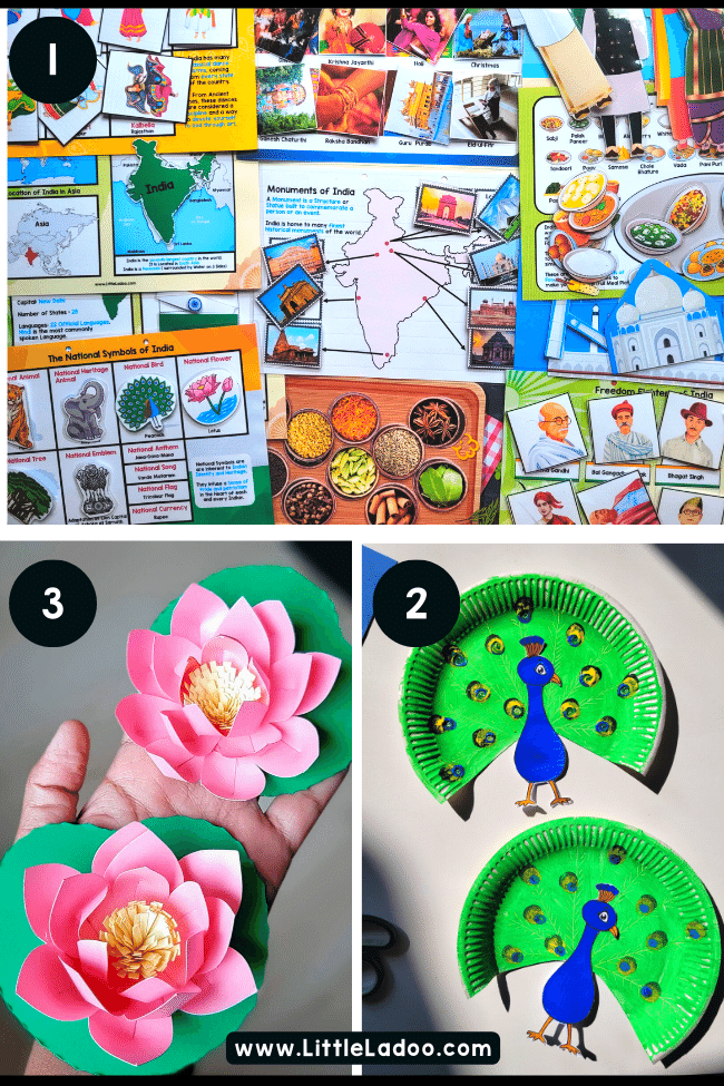 India Activities - Busy book, lotus craft, peacock craft