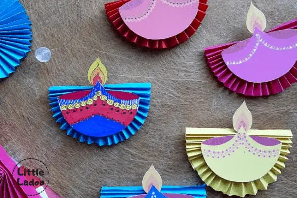 Paper diya craft - India activities