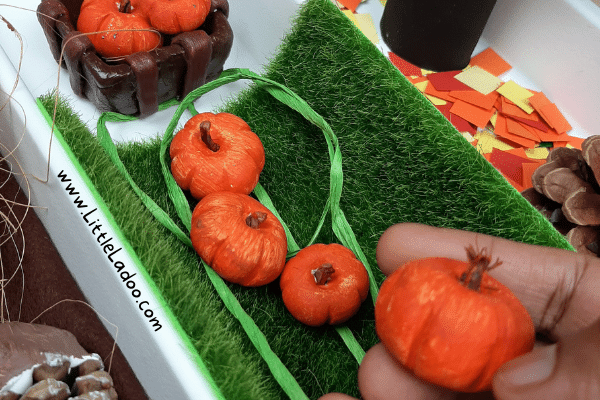 Airdry clay pumpkin for fall sensory bin