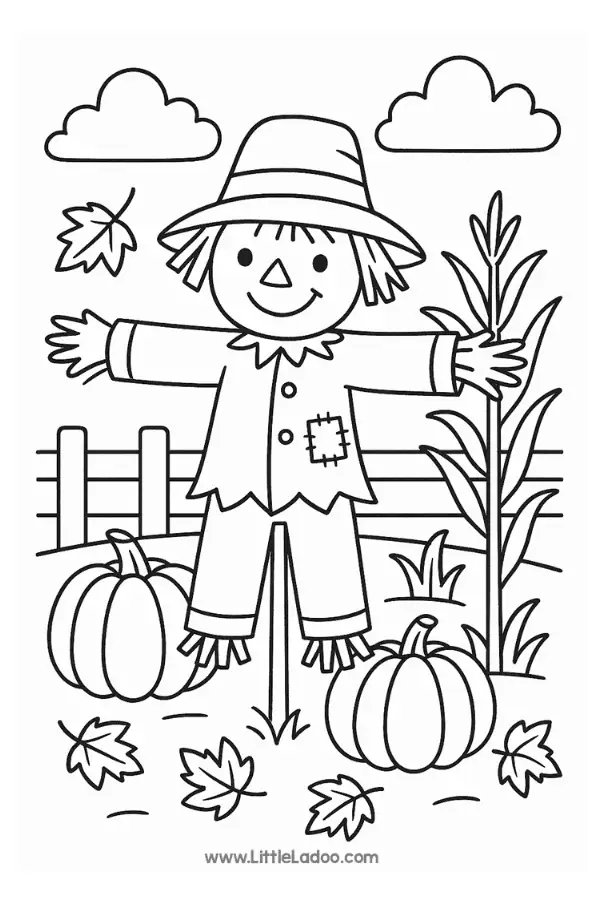 Scarecrow Free Colouring Page