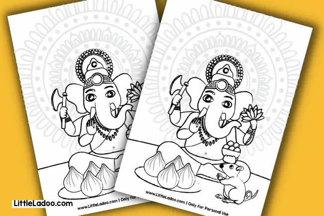 Ganesh colouring page for Ganesh chaturthi 