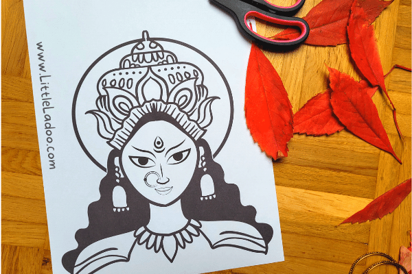 Durga drawing free printable