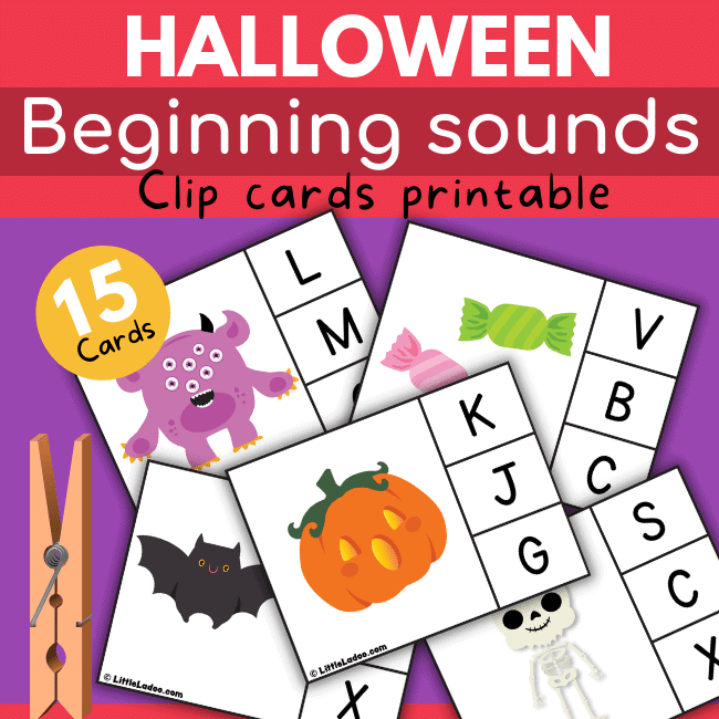 Halloween Beginning sounds clip cards