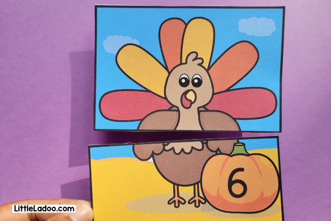 Turkey 1 to 20 counting printable