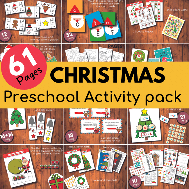 Christmas activity pack for preschoolers