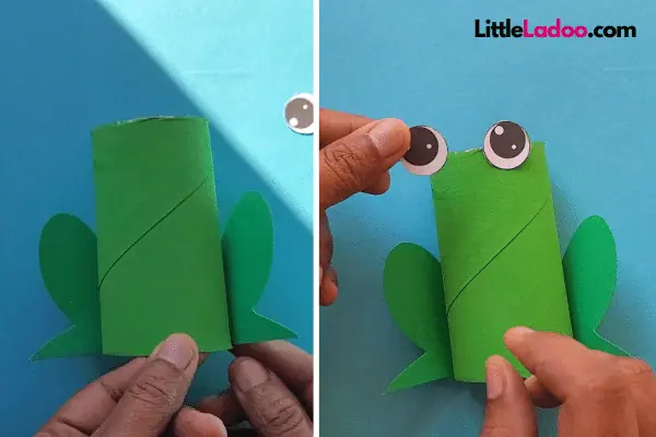 Glue legs and Eyes on frog's body