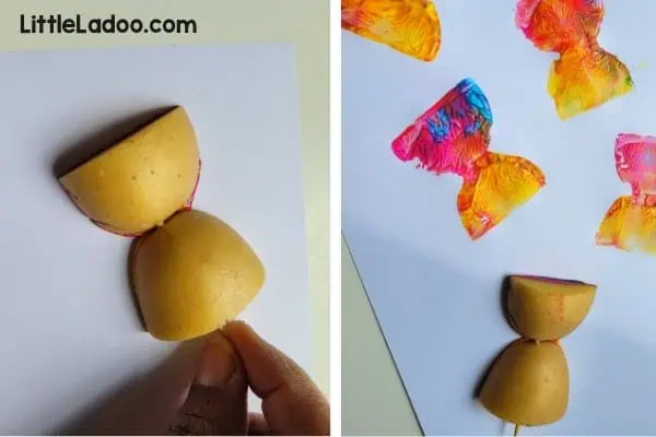 Potato stamp butterfly art