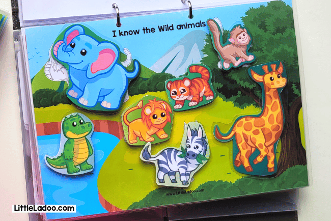 Wild animals matching free busy book printable
