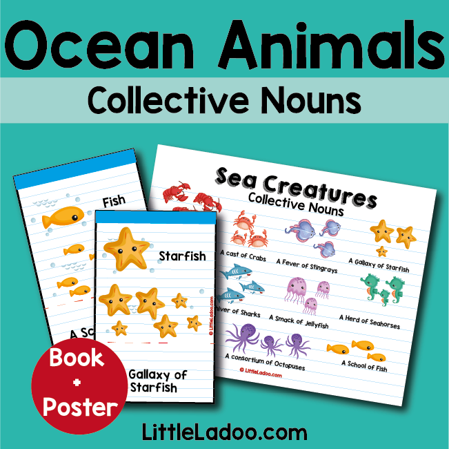 Ocean Animals Collective Nouns Printable - Little Ladoo