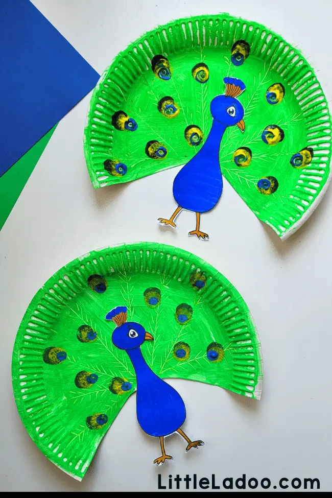 Paper Plate Peacock Craft {Free Template}
