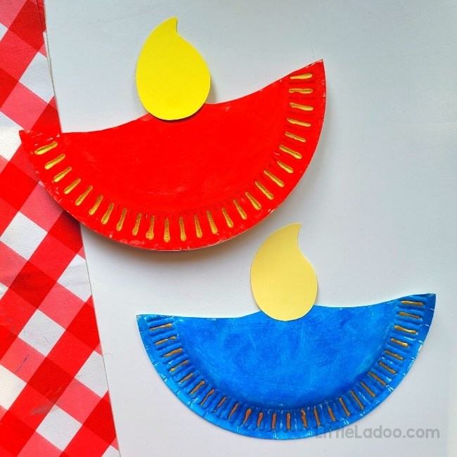 Paper Plate Diya craft for kids