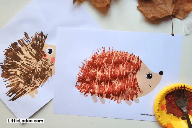 Hedgehog Fork Painting Ideas for Kids