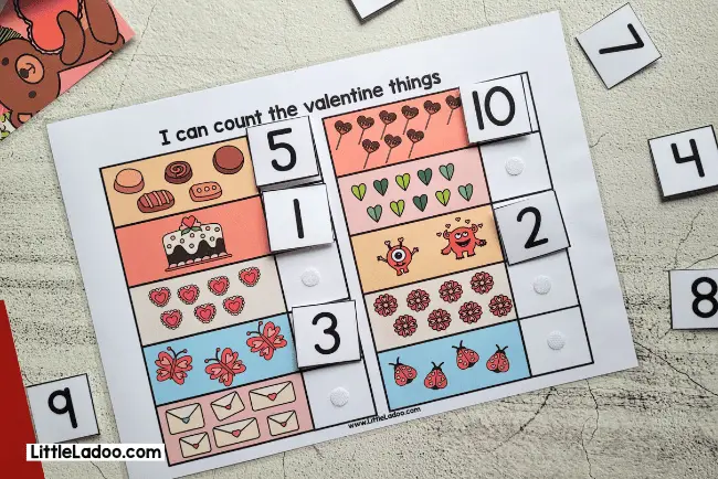 Valentine count and match - valentine busy book page