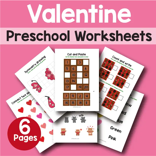 Valentine preschool worksheets