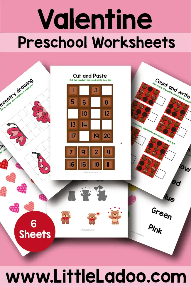 Valentine preschool worksheets