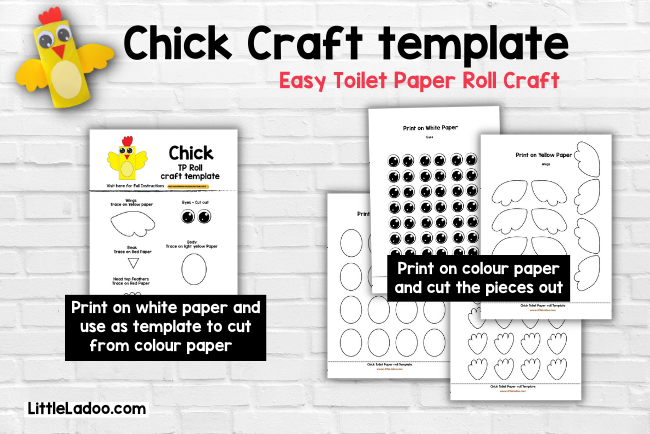 Toilet paper roll Chick craft template free