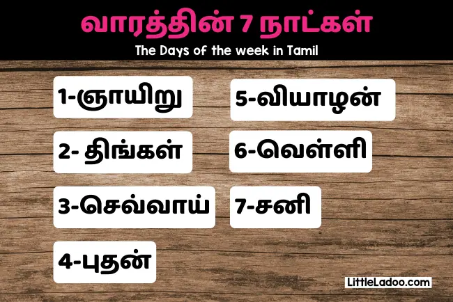 Days of the week in Tamil