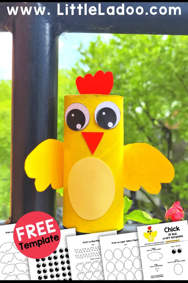 Toilet paper roll chick craft with free template