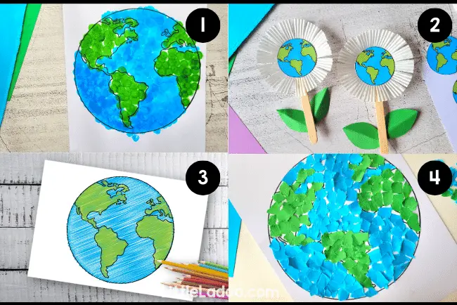 Earth day craft ideas for kids wioth free eath template