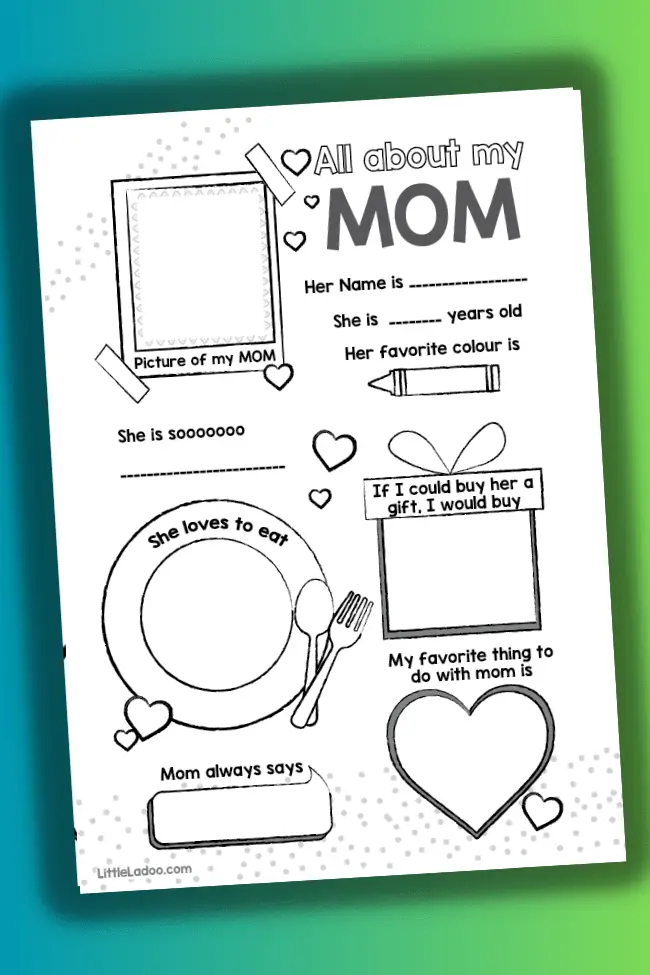 All about my Mom Printable PDF