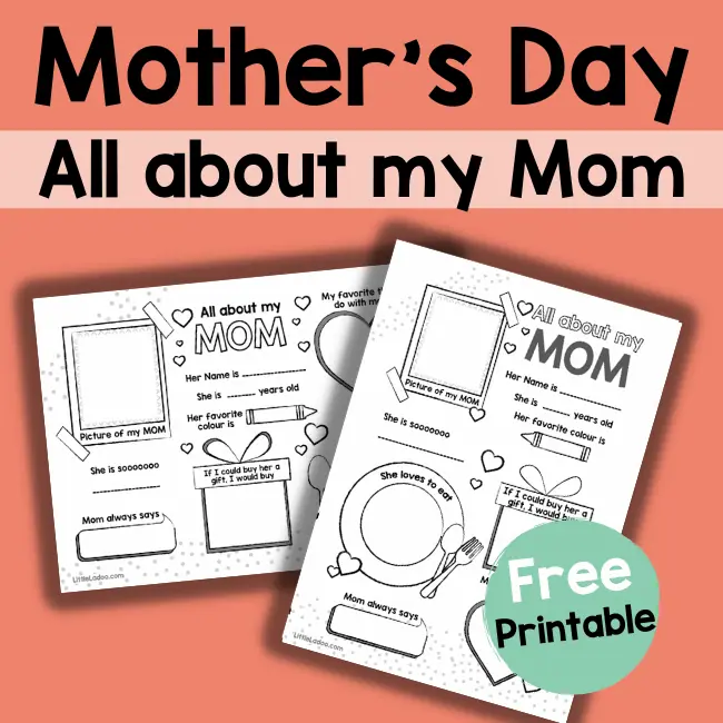 All about my Mom Printable PDF