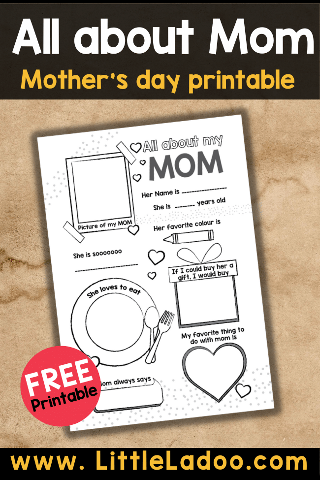 All about my Mom Printable PDF