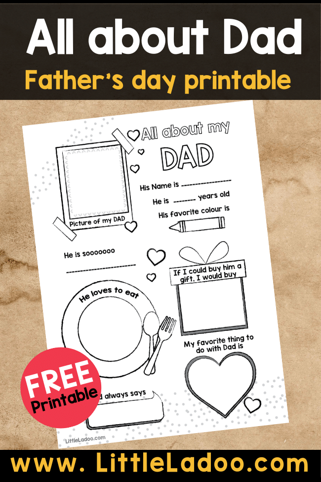 All about my dad Printable