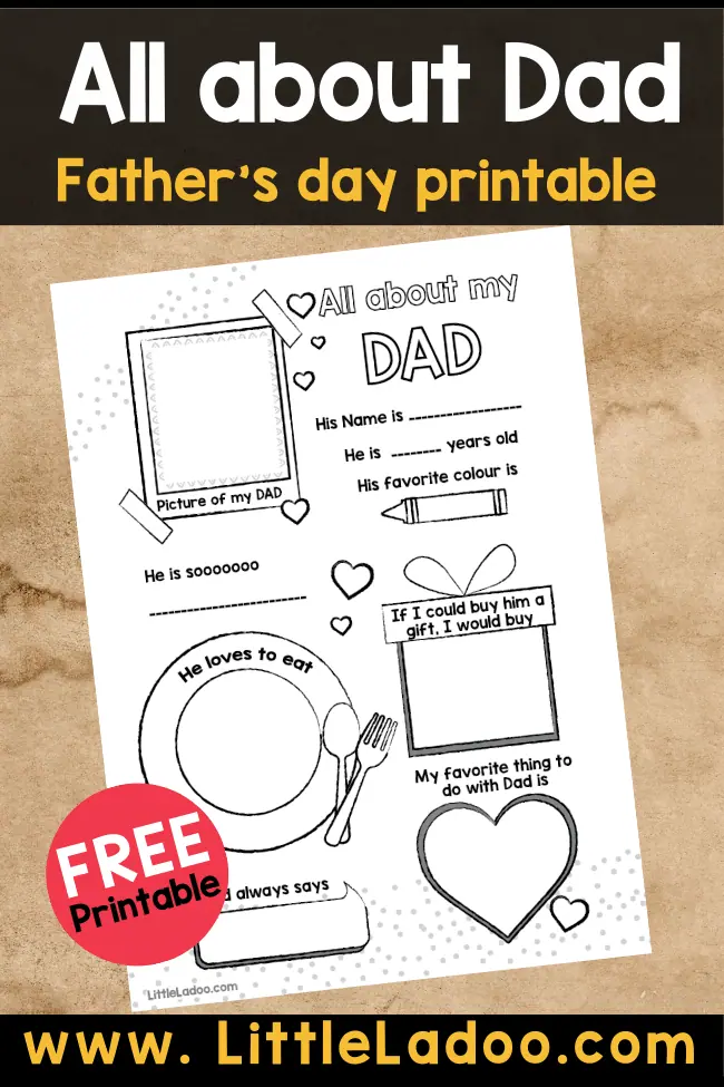 All About My Dad Printable A Thoughtful Gift for Father's Day