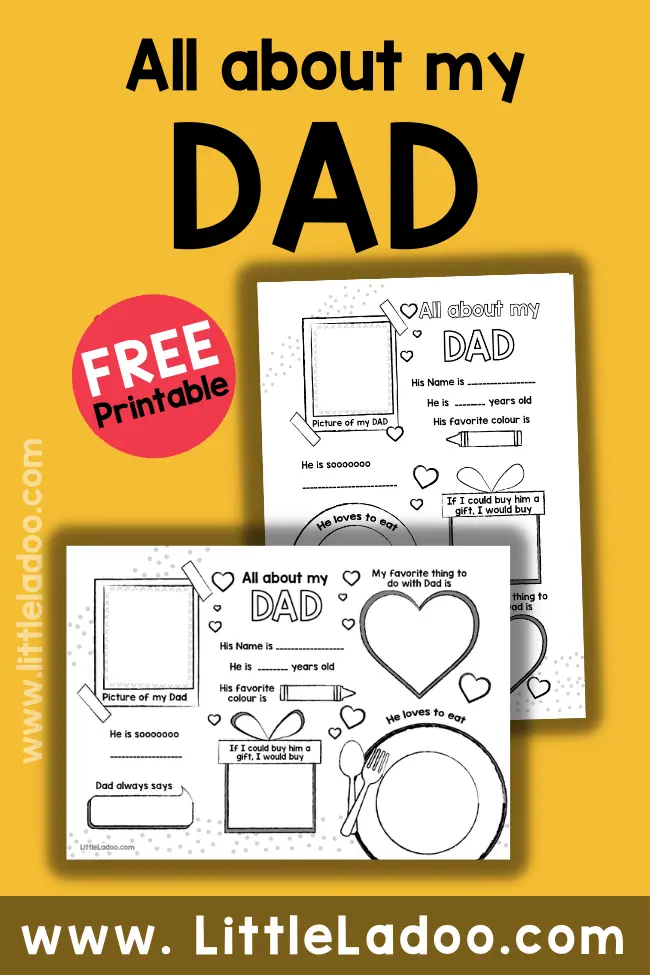 All about my dad Printable