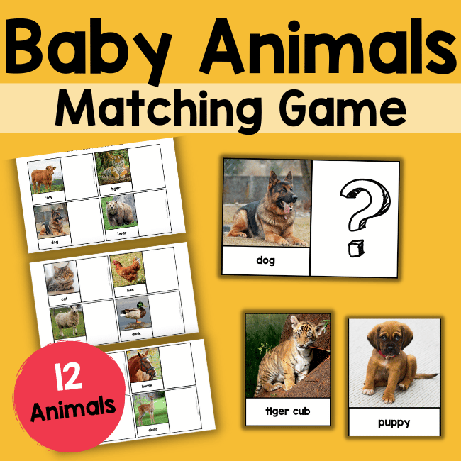 Baby animals Matching Printable