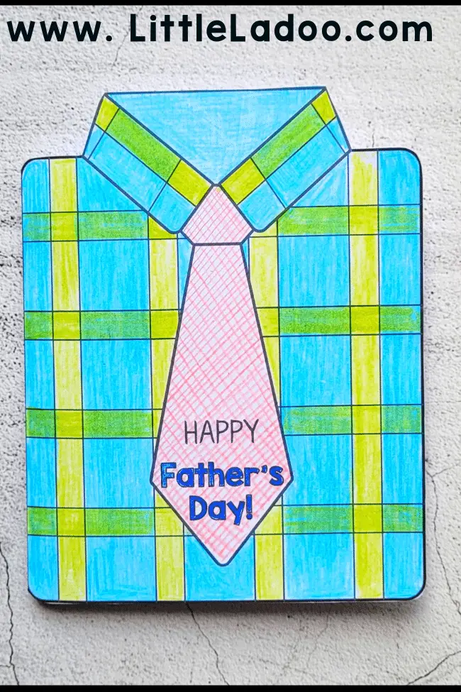Fathers day shirt card Template to colour