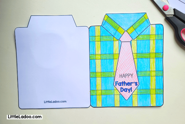 Fathers day Shirt card colouring Template