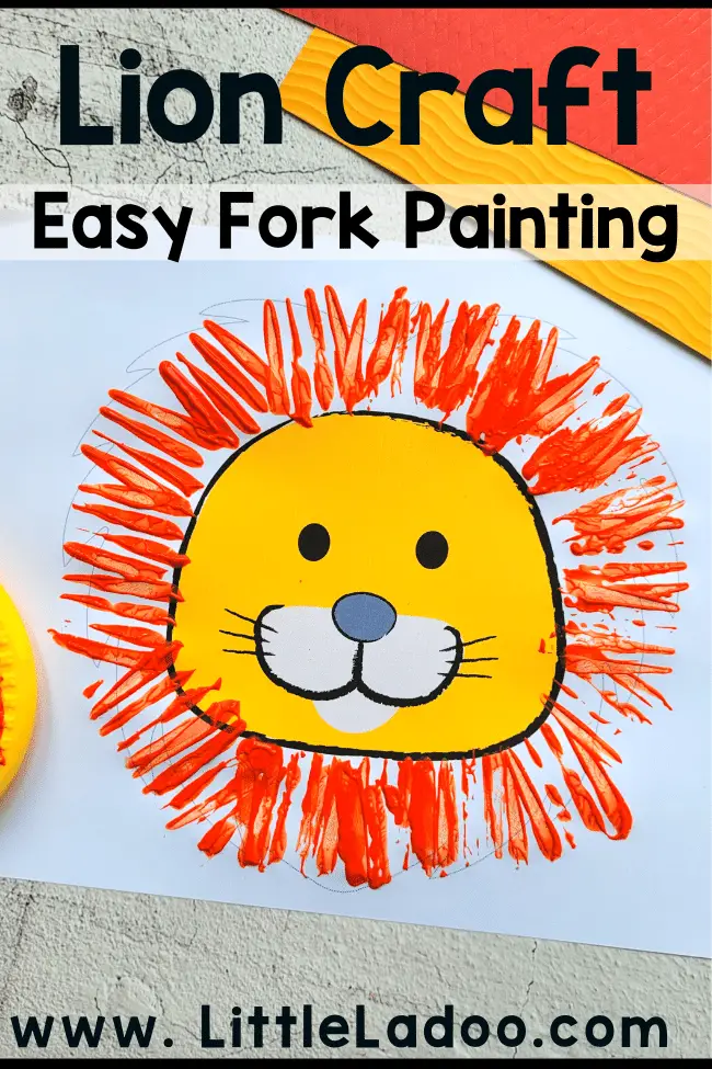 Fork painted lion craft