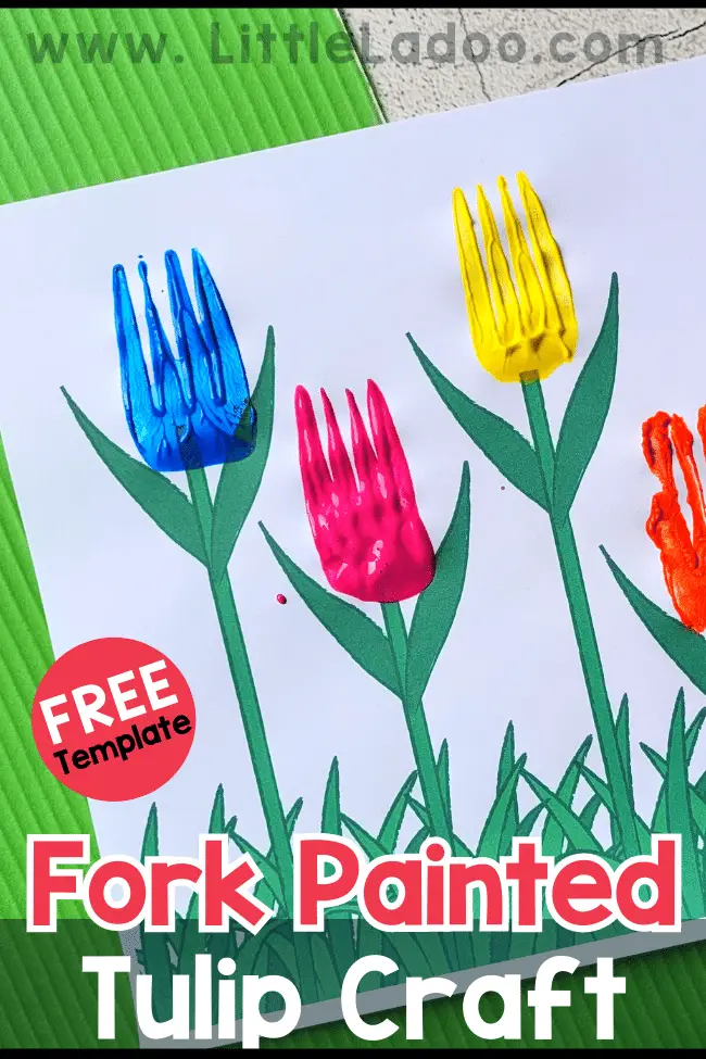 Fork painted tulip craft for kids 