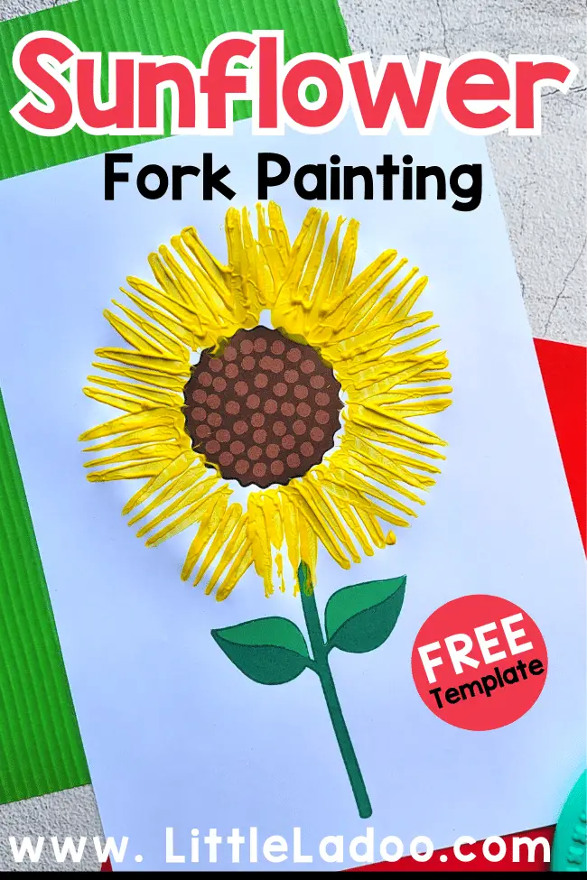 Sunflower with fork painting, fork-painted sunflower craft