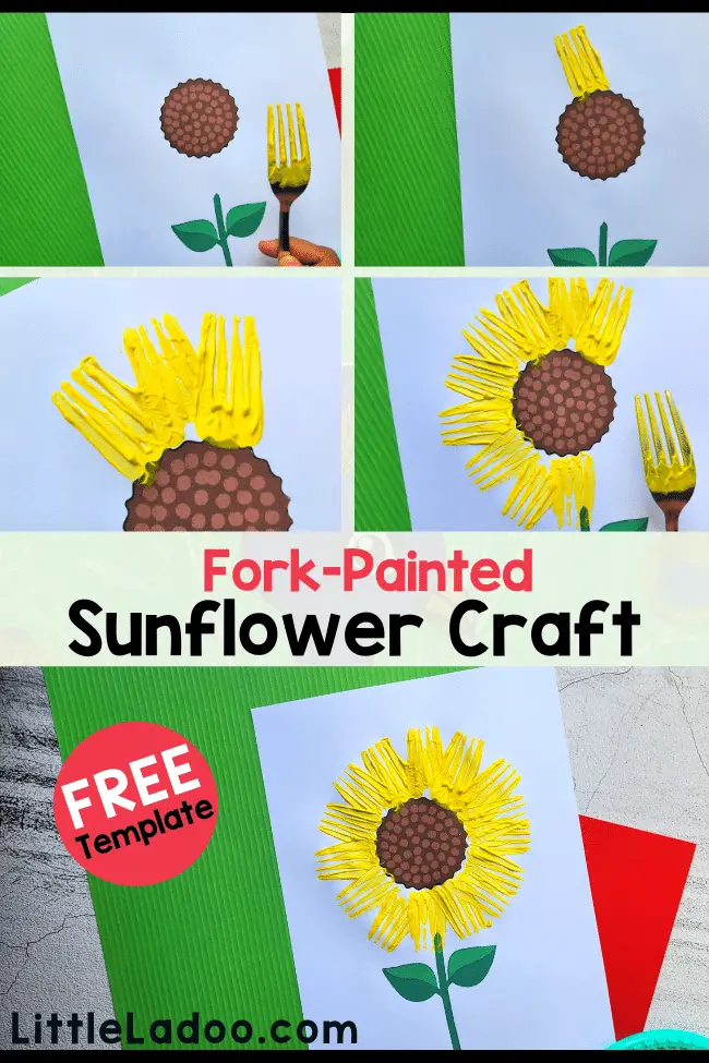 How to make an easy sunflower craft with fork painting