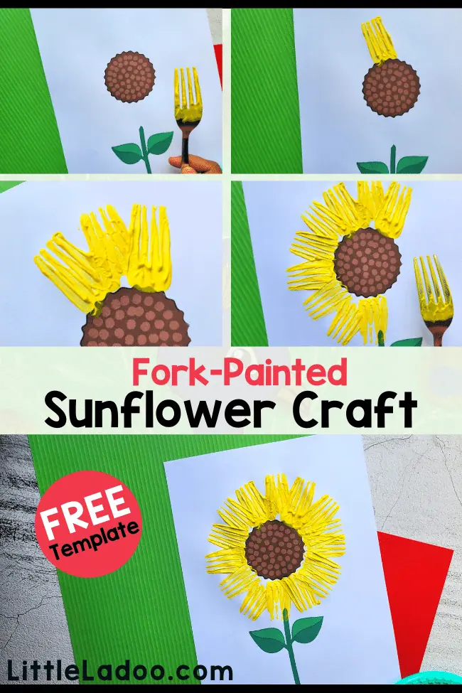 How to make an easy sunflower craft with fork painting