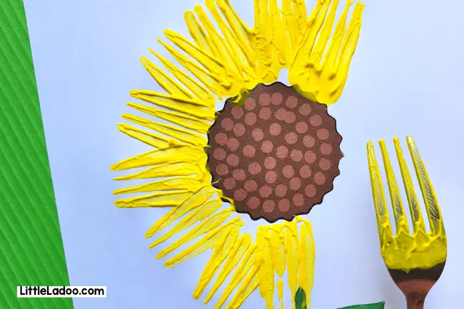 Sunflower painting with fork