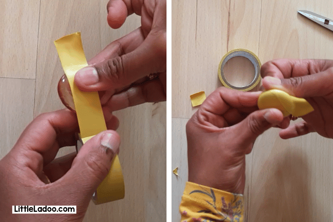 Cover glass pebble with yellow insulation Tape