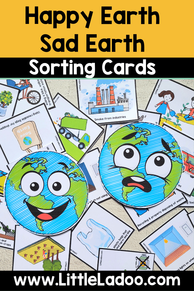 Happy earth sad earth sorting cards