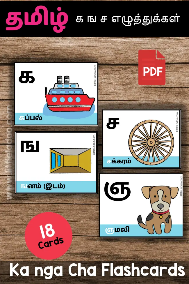 Tamil Ka nga cha flashcards