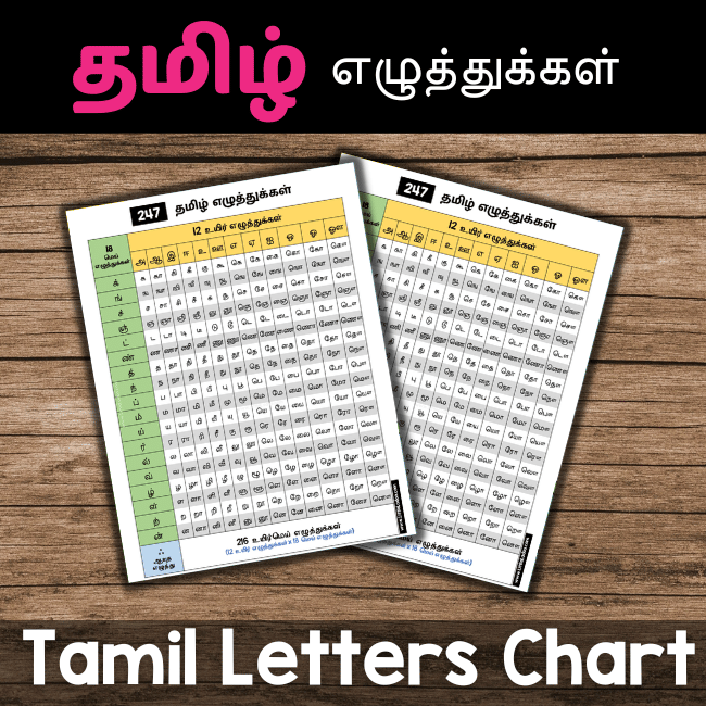 Tamil Letters chart