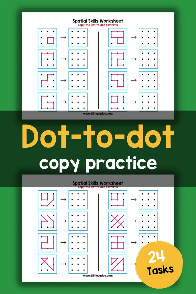 Dot to dot copy practive worksheets